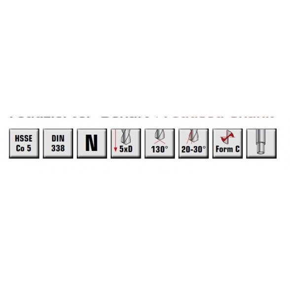 Grąžtas nutekintu kotu HSS-E DIN338 5